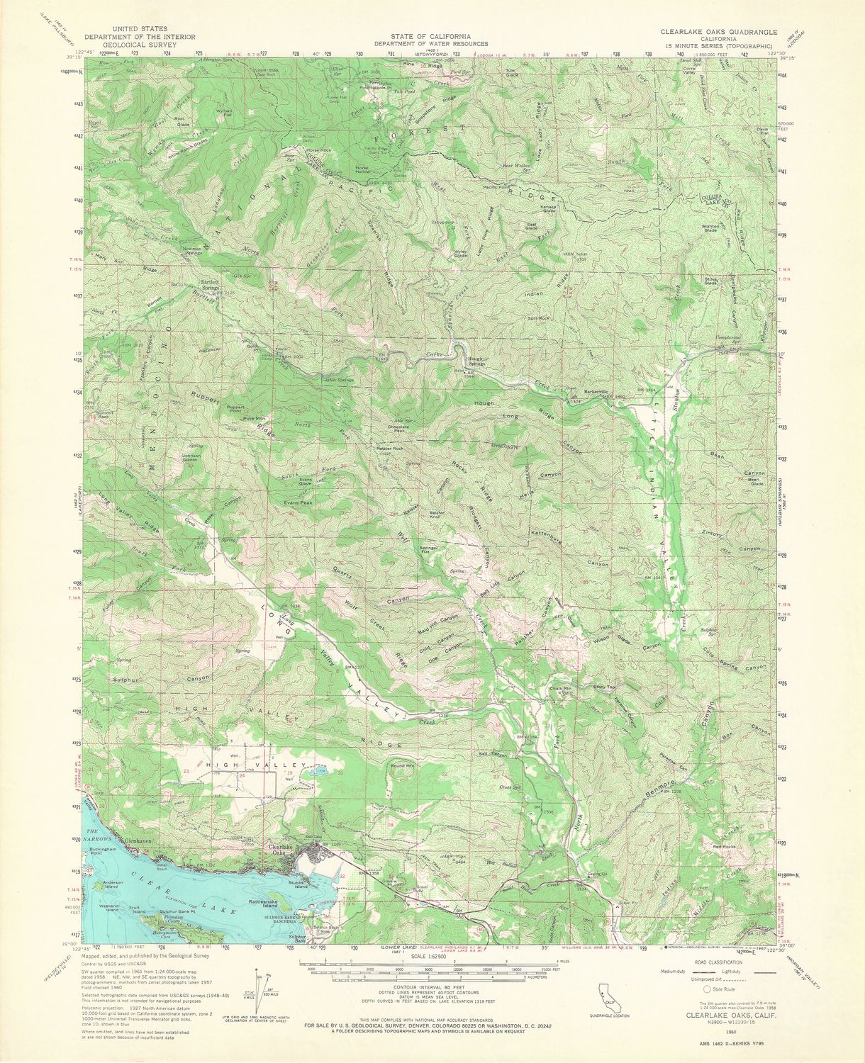 1960 USGS Clearlake Oaks, Ca. Quad