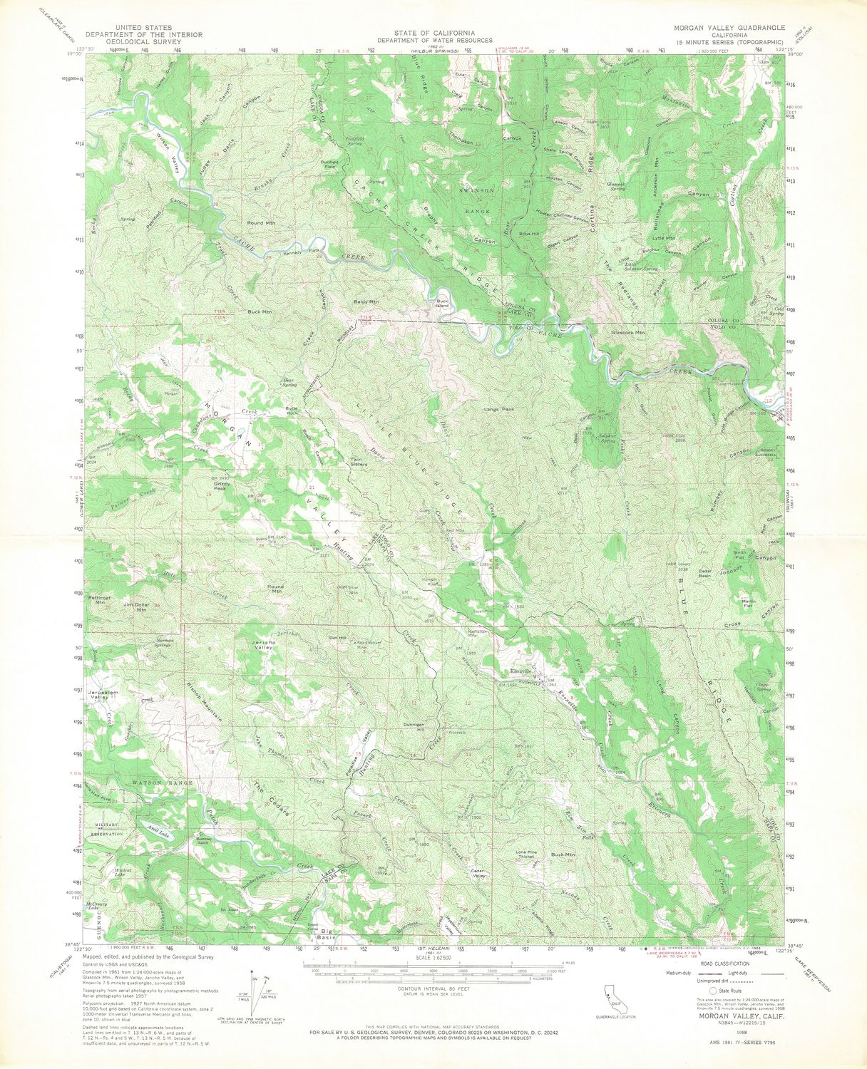 1958 USGS Morgan Valley , Ca Quad