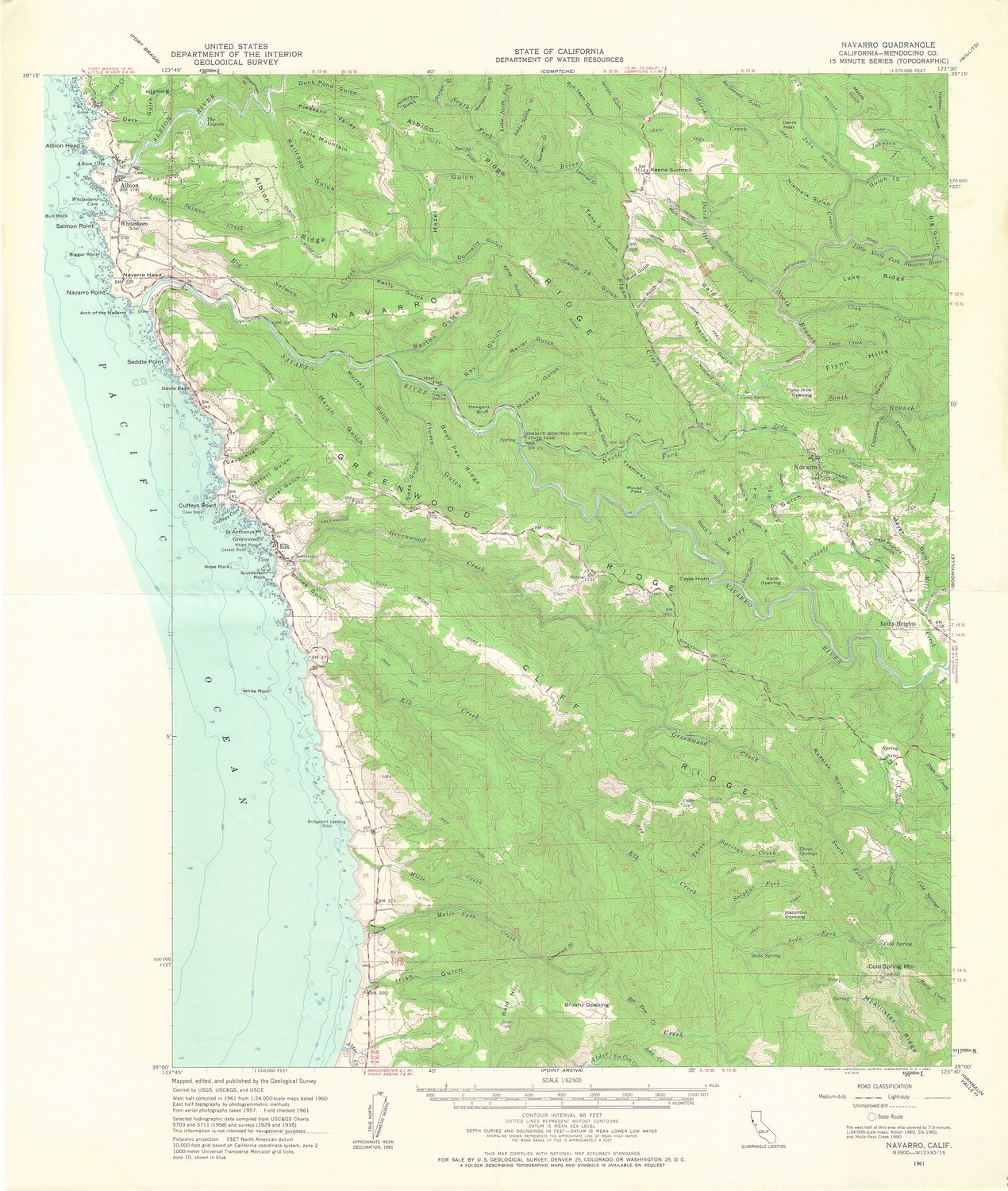 1961 USGS Navarro, Ca. Quad