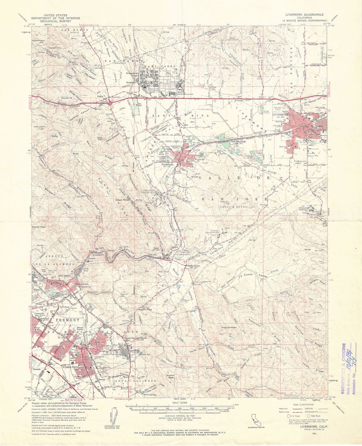 1961 USGS Livermore Ca.Quad