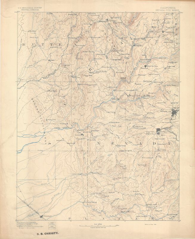 1891 USGS Nevada City, Ca Quad 1st Edition