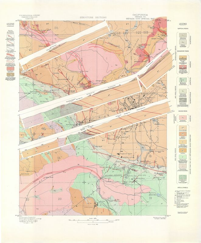1896 Structure Section of Nevada City, Ca. a special Map from the USGS