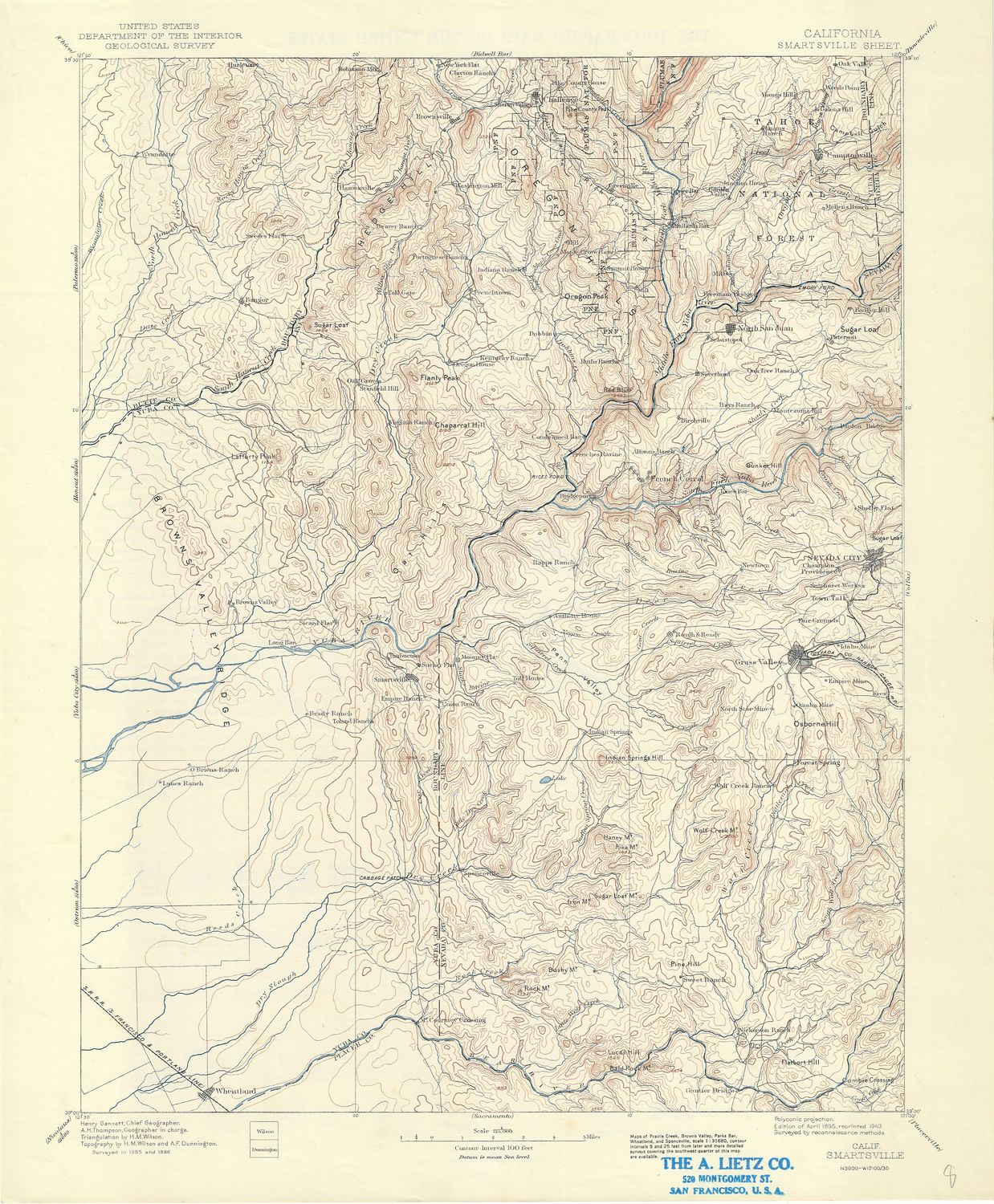 1943 (1895) USGS Smartsville, Ca Quad