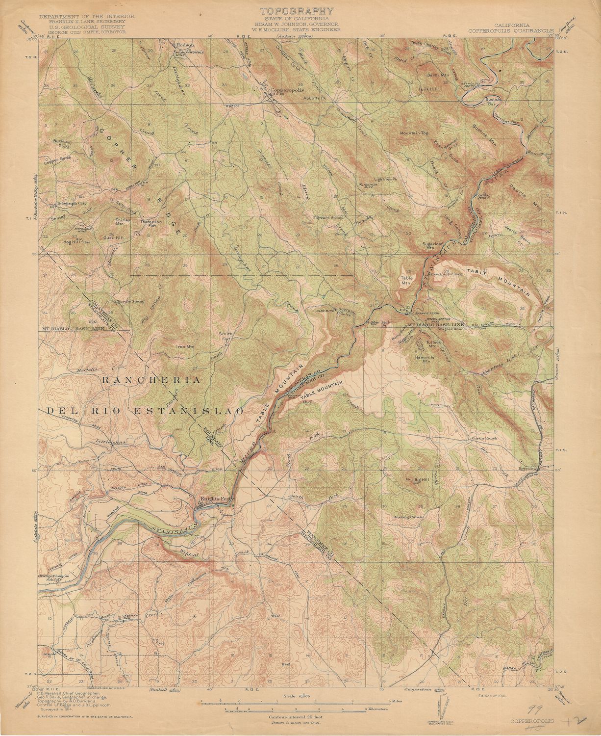 1916 USGS Copperopolis, Ca Quad