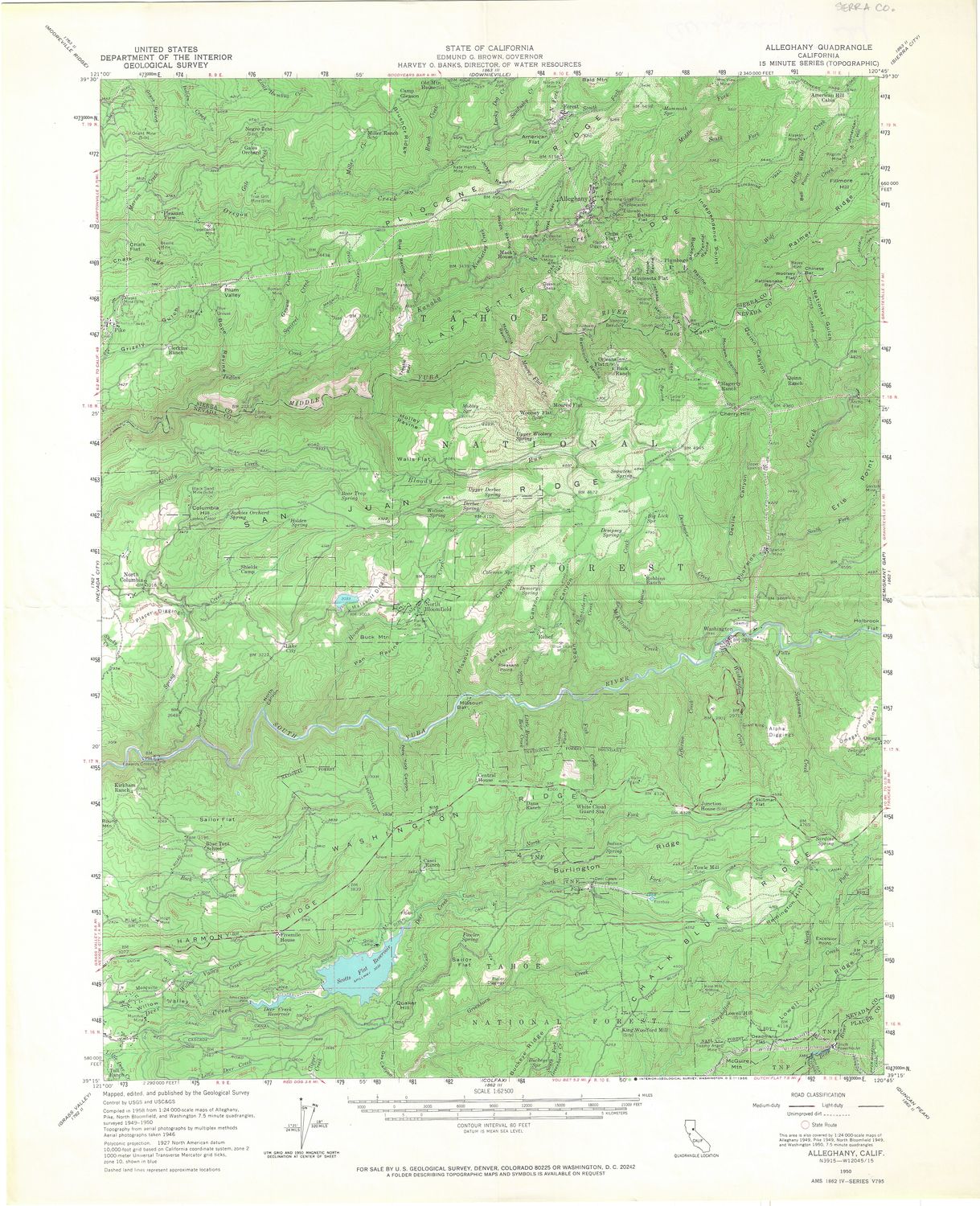 1950 USGS Alleghany, CA Quad