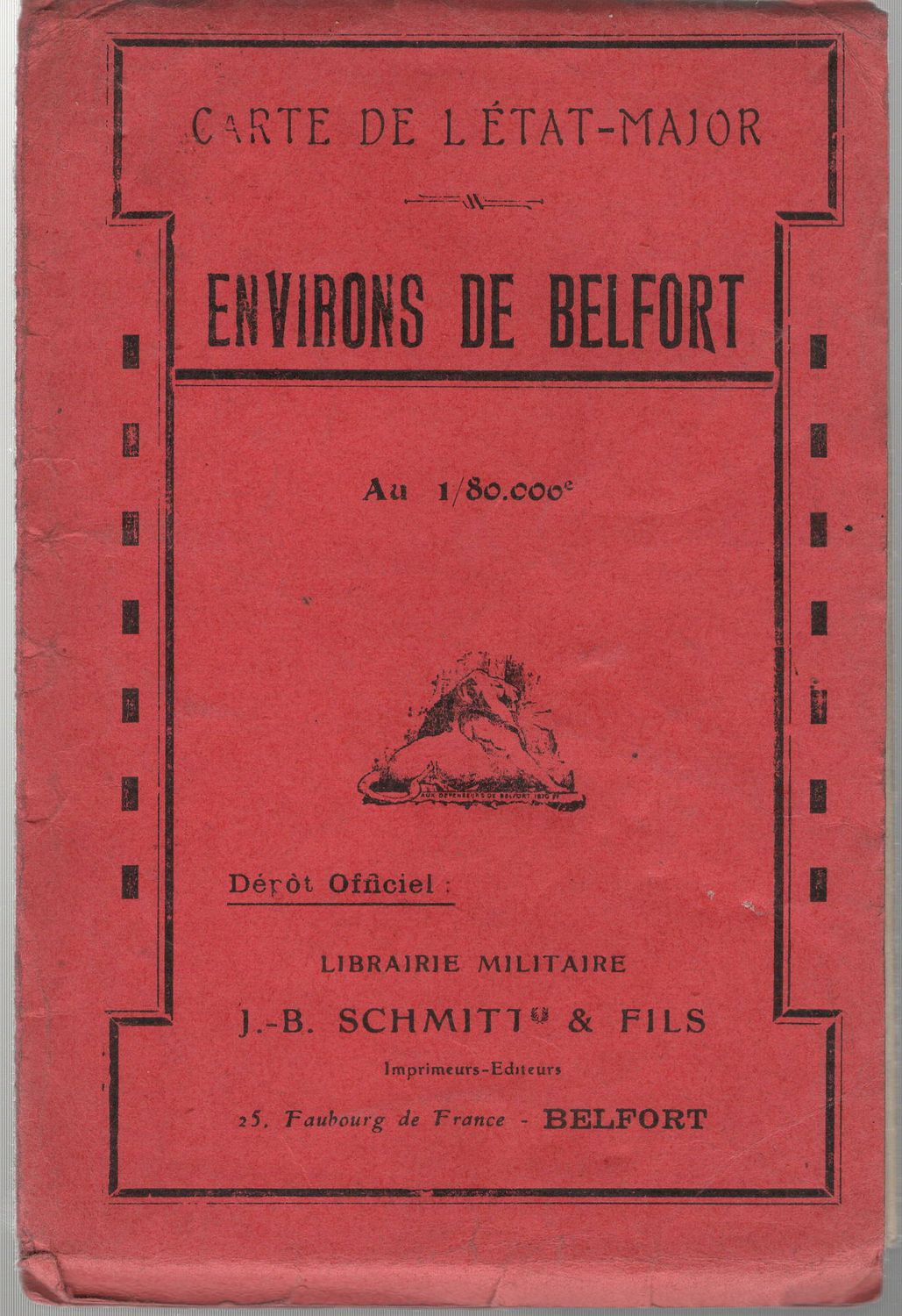 1913 (1896) Folding Map of Environs de Belfort, France