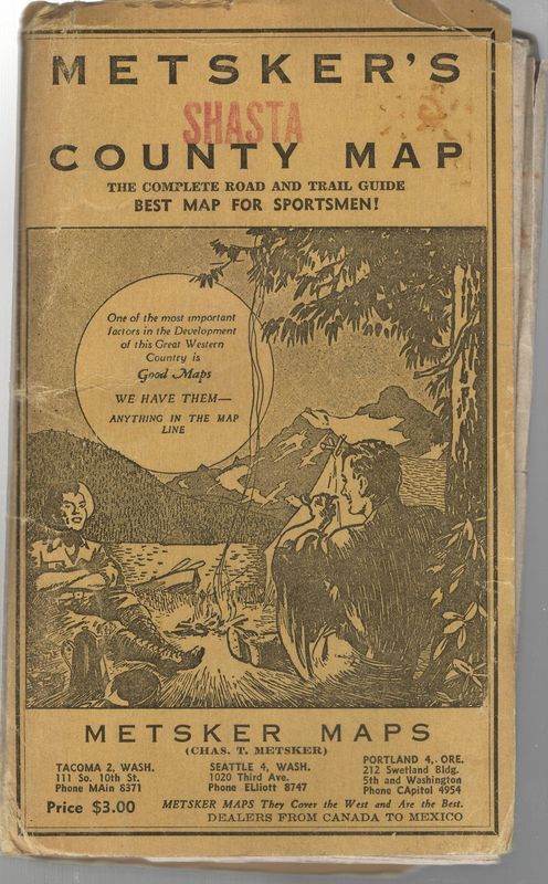 1935 Folding Map of Shasta County by Metzger the Map Man
