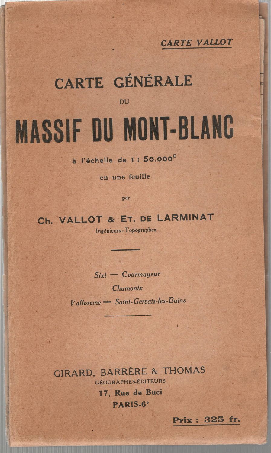 1953 Map of Massif Du Mont Blanc - Folding topographic map