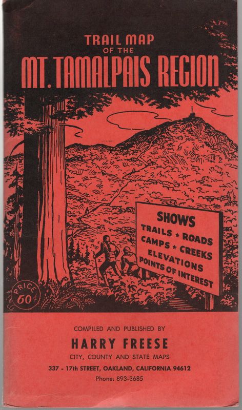1953 Map of Mt Tamalpias State Park by Harry Freese