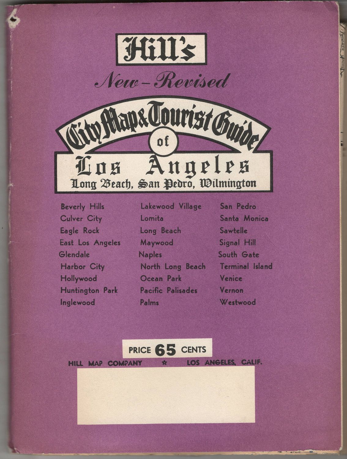 1959 Hill's City Map and Tourist Guide of Los Angeles