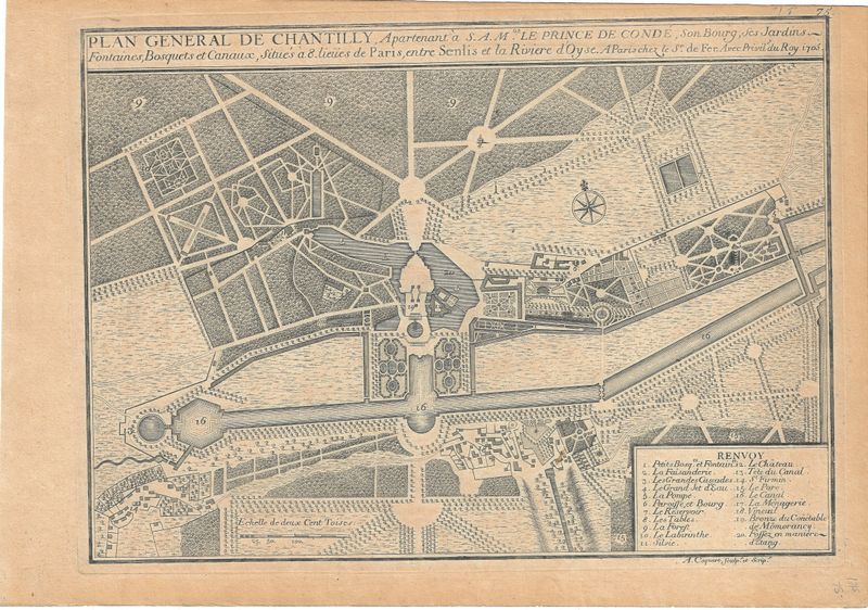 1715 Map of Chantilly, France-Apartment of the Prince of Conde