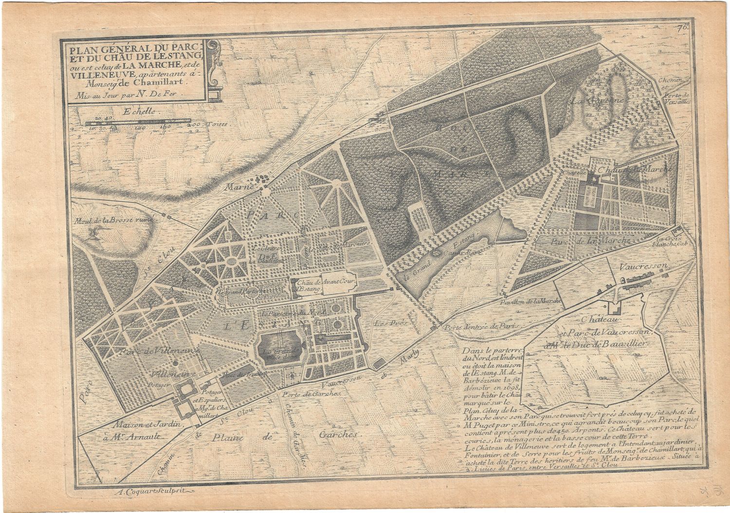 1715 Map of Parc and Chateau de L&#39;Estang, France