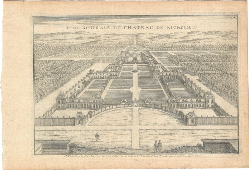 1715 Map of the Chateau de Richelieu with text