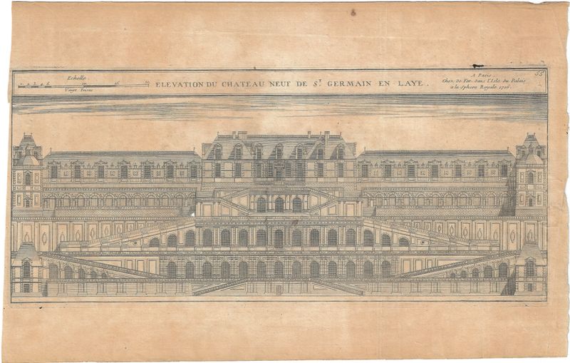 1715 Map of the Village and Elevation of the Chateau of St Germain et Laye