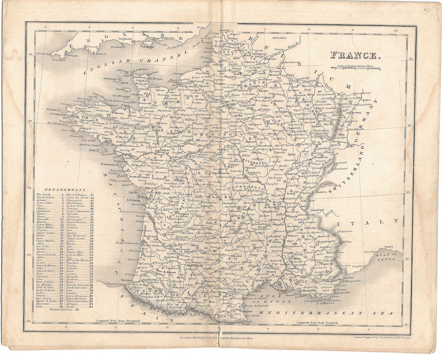 1800 Map of France by Orr &amp; Smith