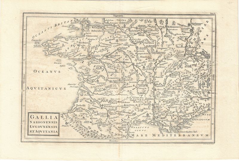 1731 Map of Ancient Gallia and the  Mediterranean by Cellarius
