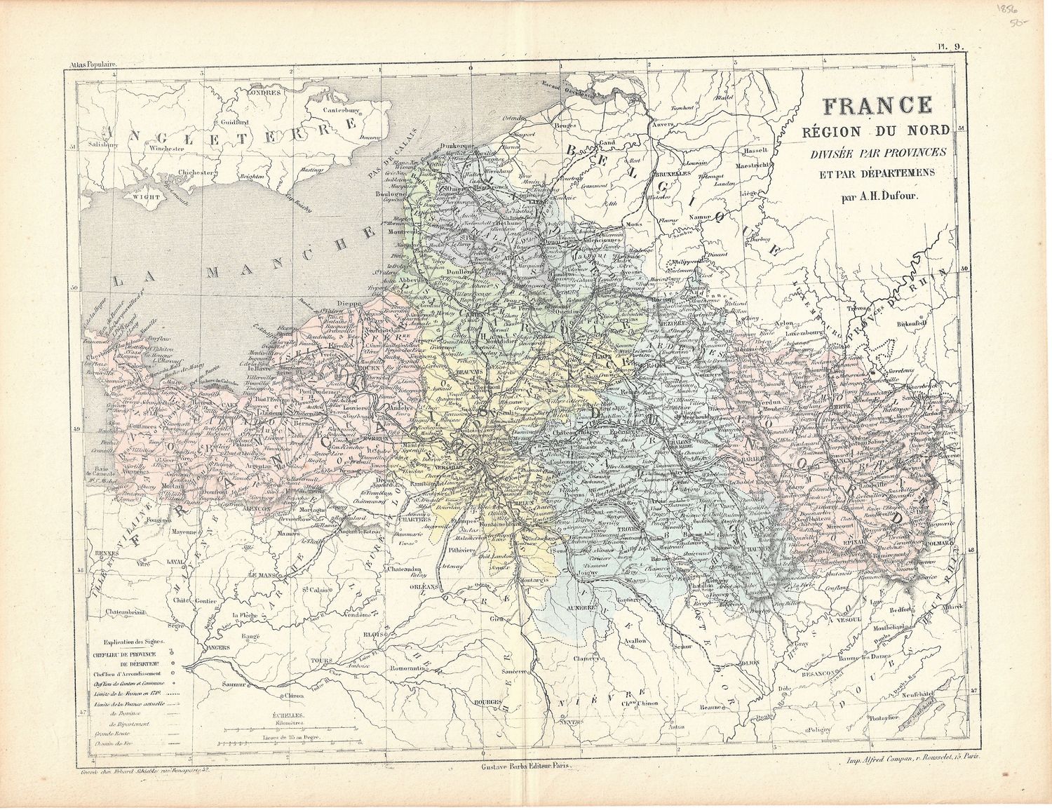 1856 Map of Northern France by Dufour