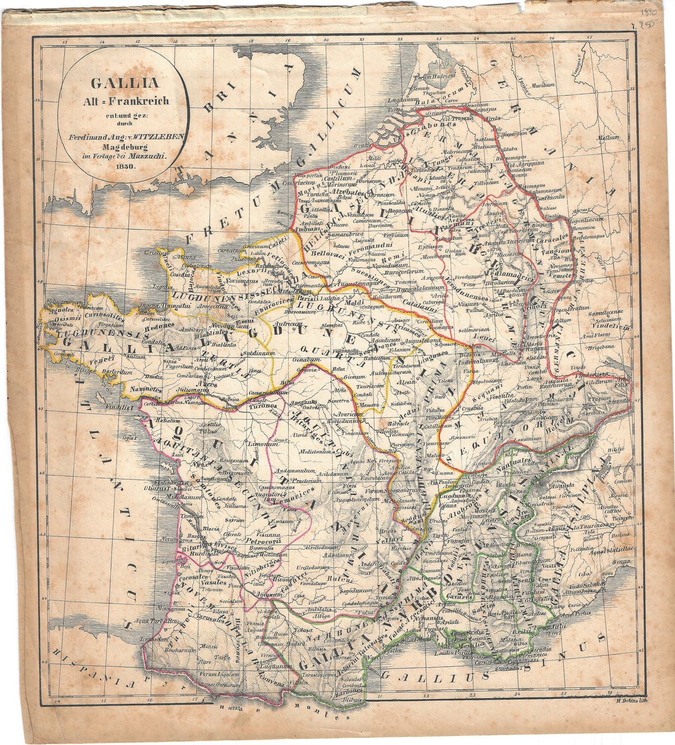 1830 Map of Gallia - Ancient France
