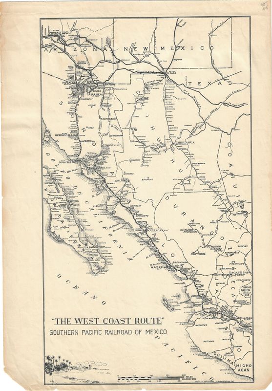 1915 Southern Pacific Railroad Map of Mexico