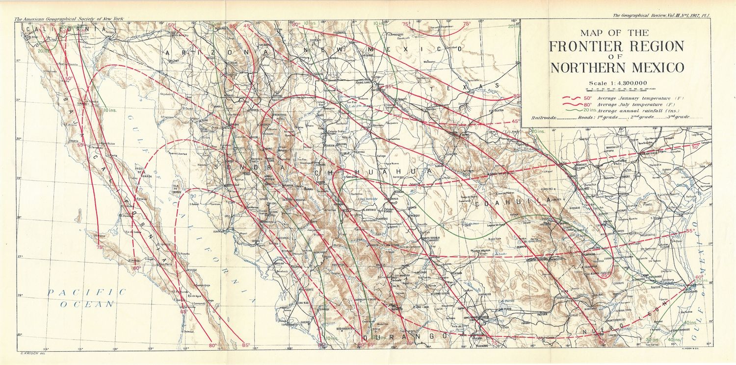 1917 Map of the Frontier Region of Northern Mexico