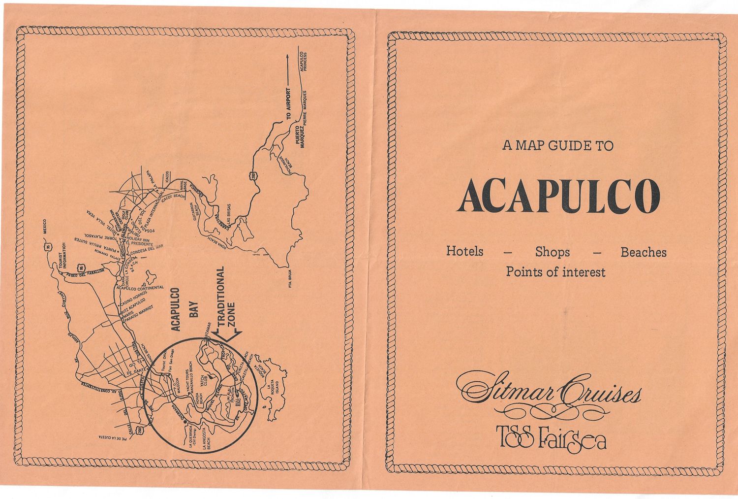 1975 Map Guide to Acapulco -