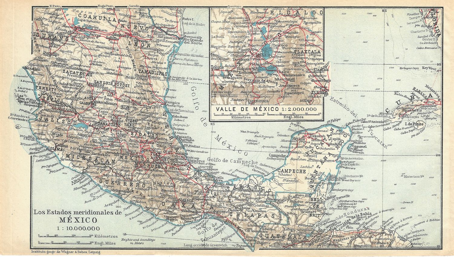 1900 Map of Southern Mexico