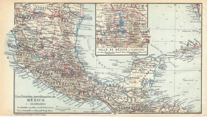 1900 Map of Southern Mexico