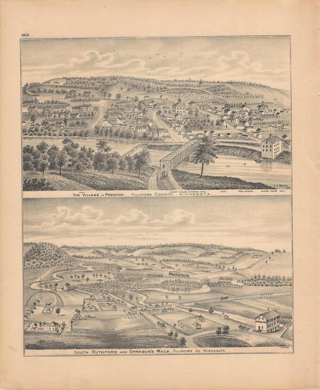 1874 Minnesota illustrated Atlas Views of Fillmore &amp; Waseca Counties
