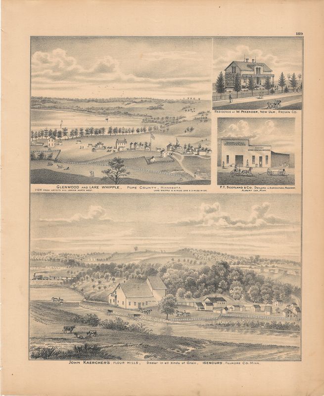 1874 Minnesota illustrated Atlas Views of Fillmore &amp; Winona Counties