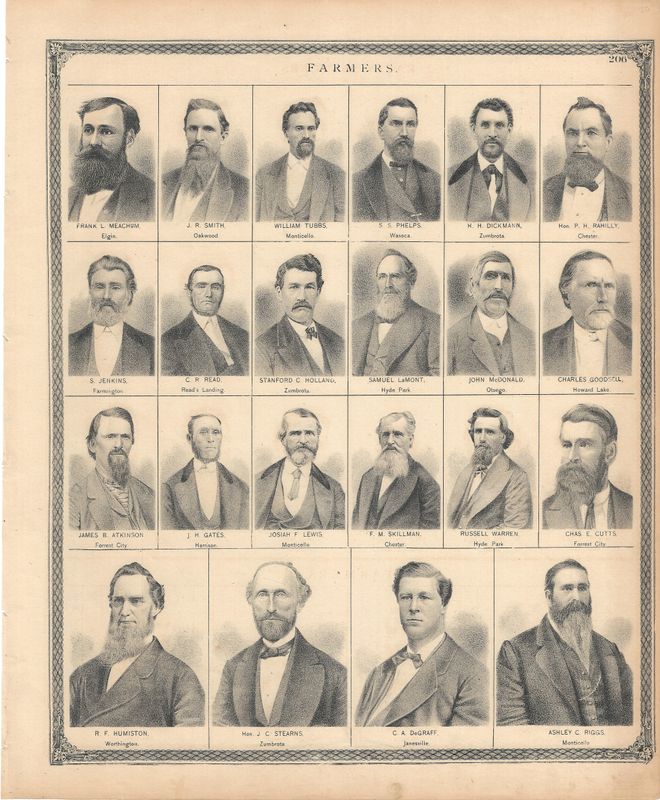 1874 Minnesota illustrated Atlas Views of Farmers and Other Notables