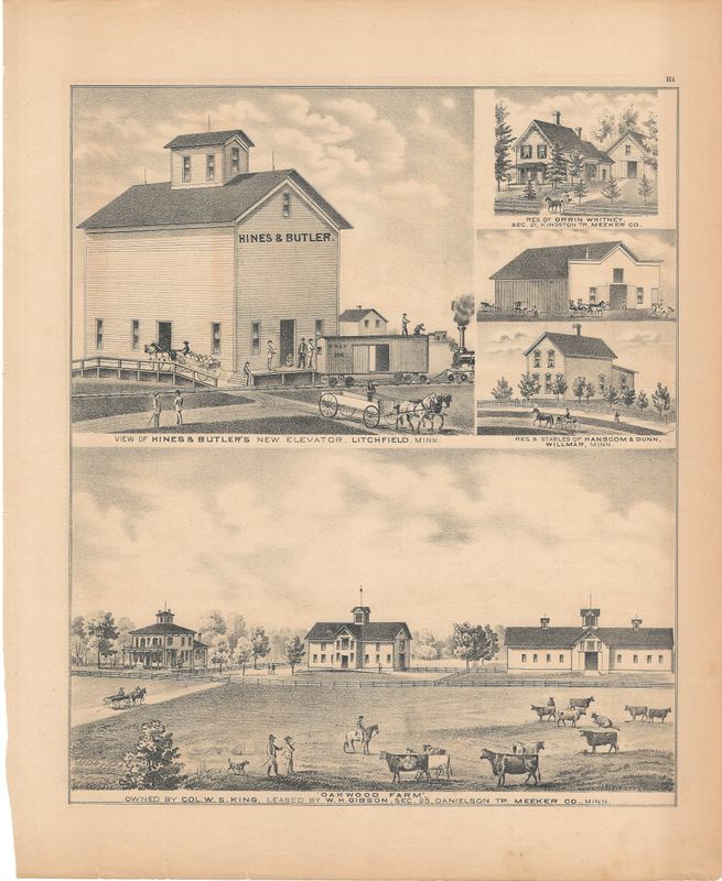 1874 Minnesota illustrated Atlas Views of Dakota &amp; Meeker County