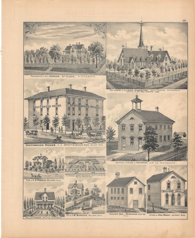 1874 Minnesota illustrated Atlas Views of Litchfield , Meeker County