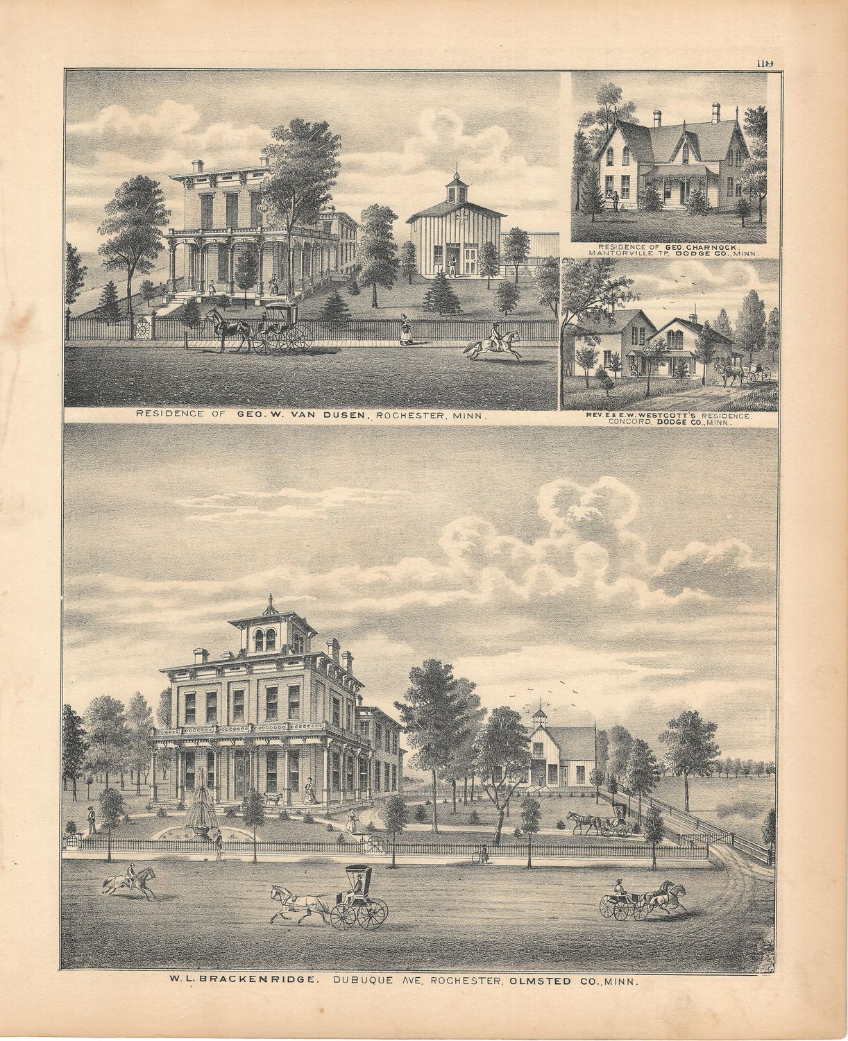 1874 Minnesota illustrated Atlas Views of Olmstead County
