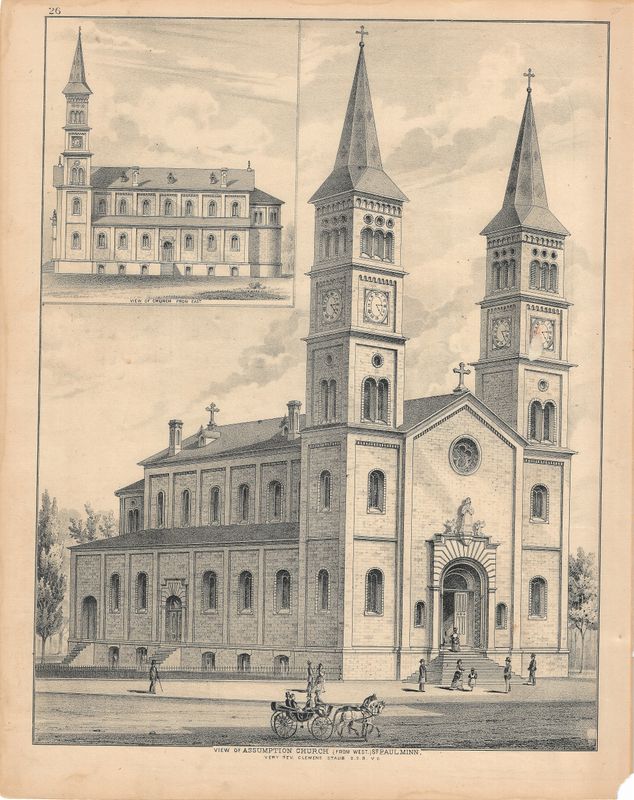 1874 Minnesota illustrated Atlas Views of St Paul including Assumption Church