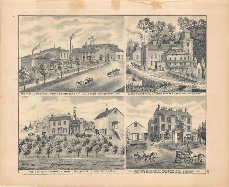 1874 Minnesota illustrated Atlas Views of Olmstead and Dodge Counties