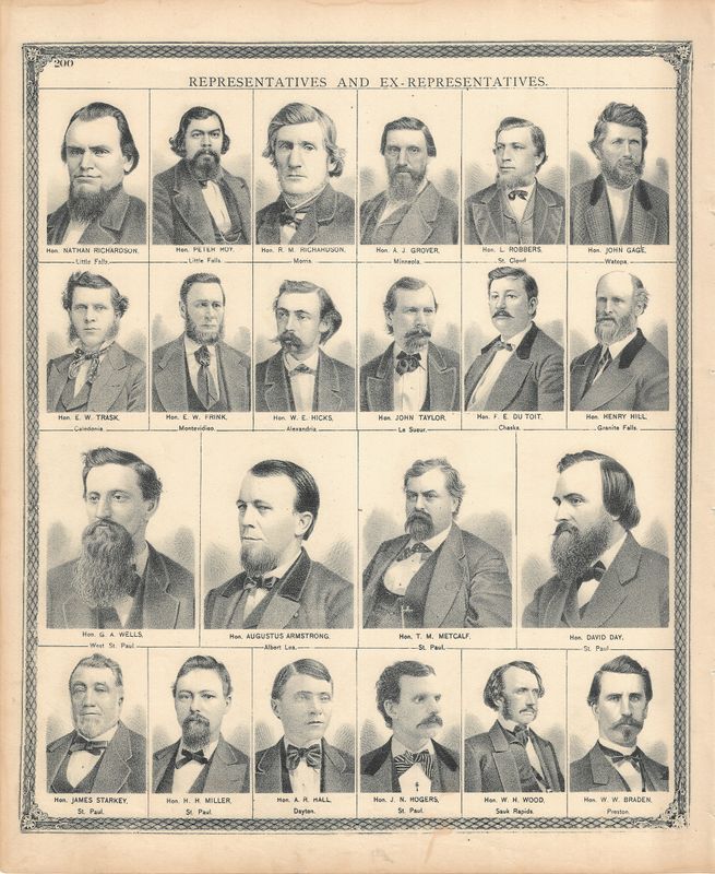 1874 Minnesota illustrated Atlas Views of Physicians and Political Representatives