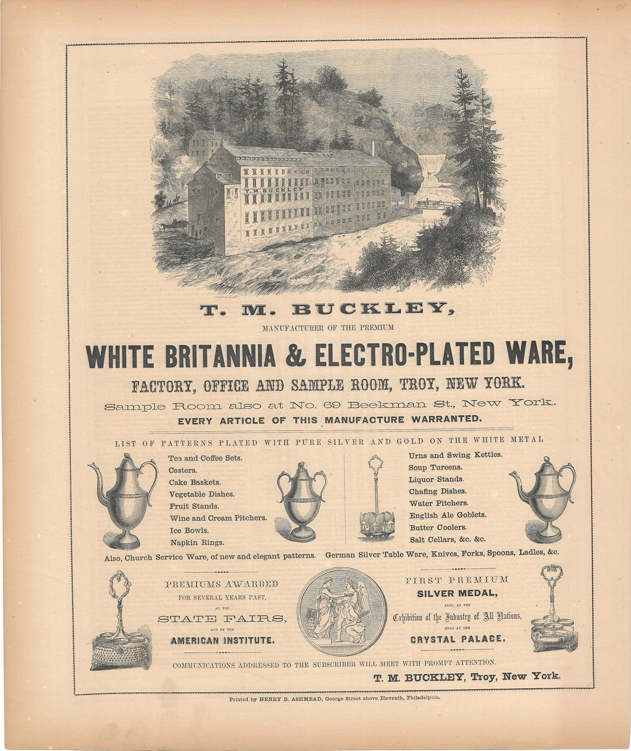 1854 New York Illustrated Atlas - T.M. Buckley ad