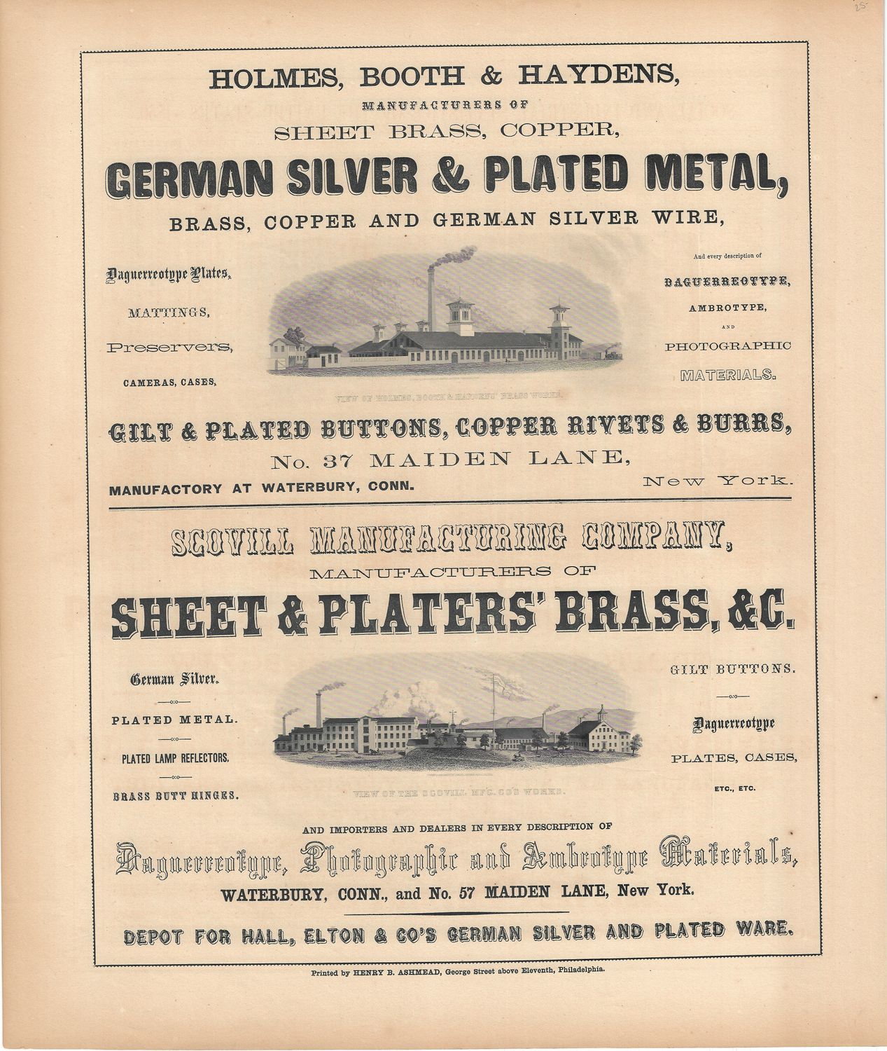 1854 New York Illustrated Atlas - plated metal ad