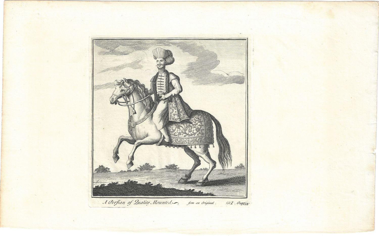 1739 View of A Persian of Quality Mounted,  from Salmon&#39;s Modern History