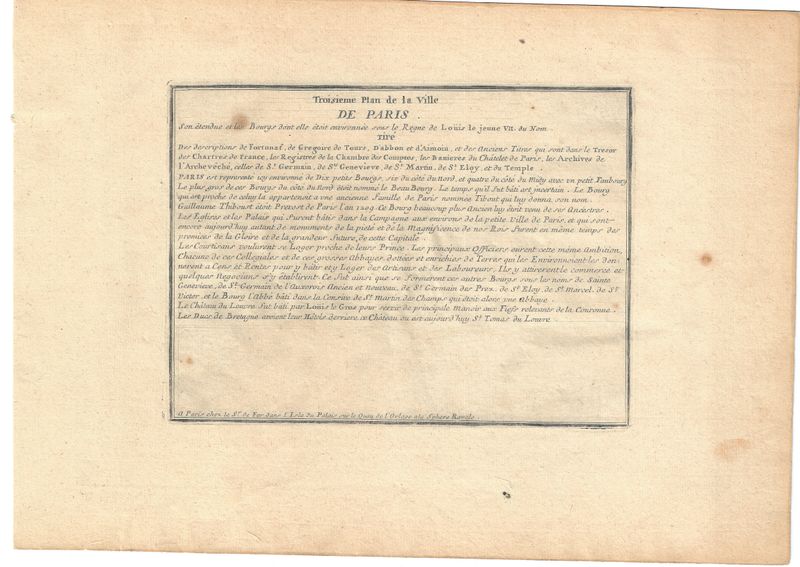 1715 Historical Description of the Plan for the Village of Paris - 10 Text pages