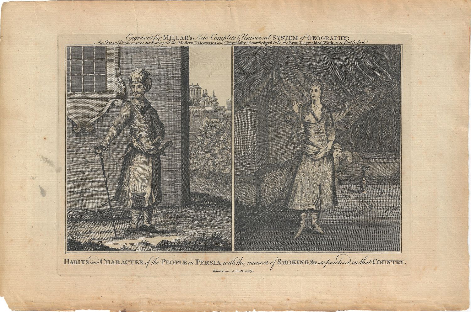 1782 View of the Habits and Character of the People in Persia from Millar&#39;s Geogrphy