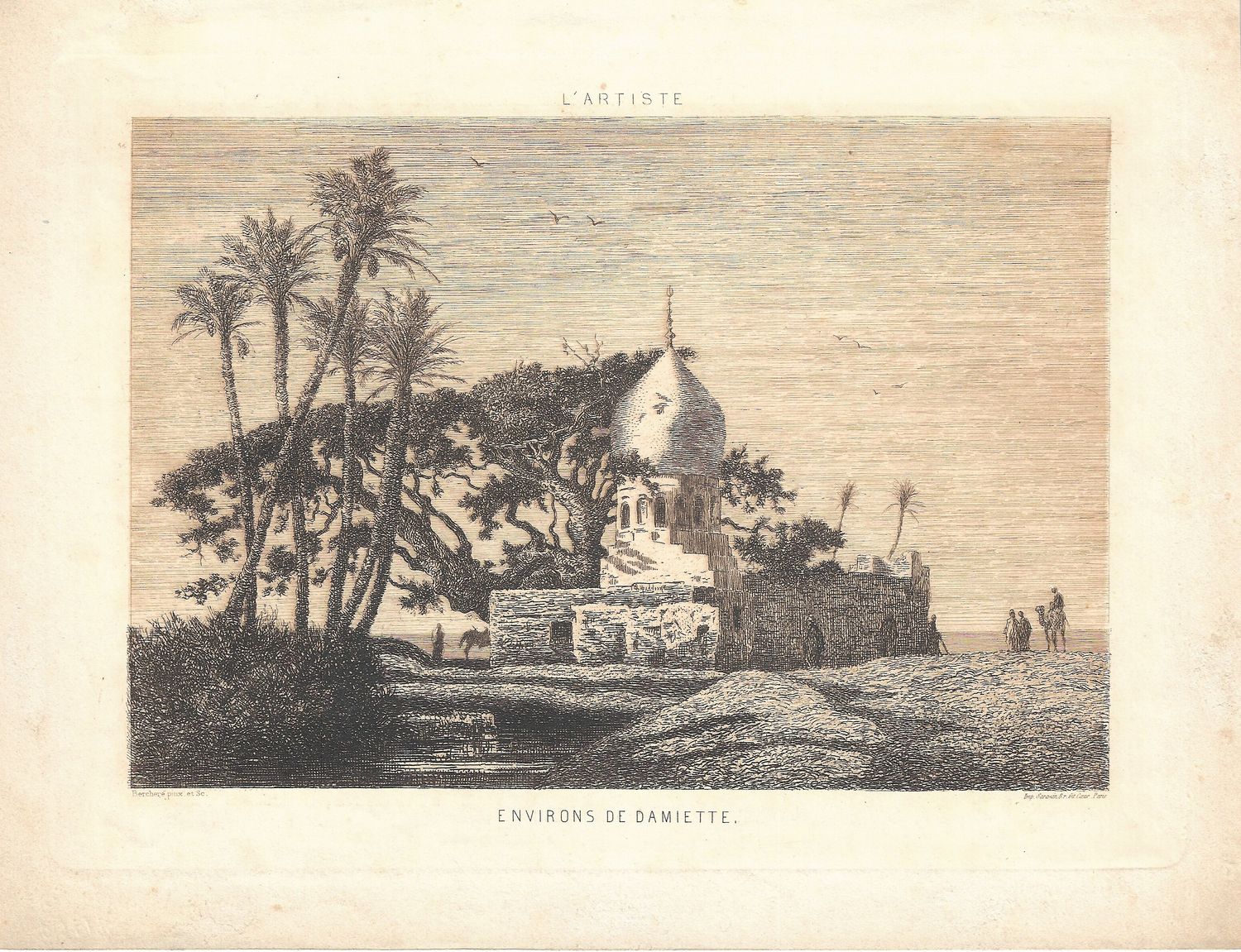 1859 Environs de Damiette (Damietta, Egypt) , an etching