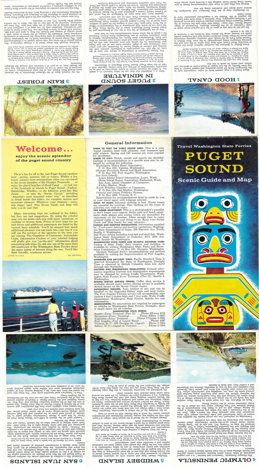 1956 Folding Map and Guide to Puget Sound