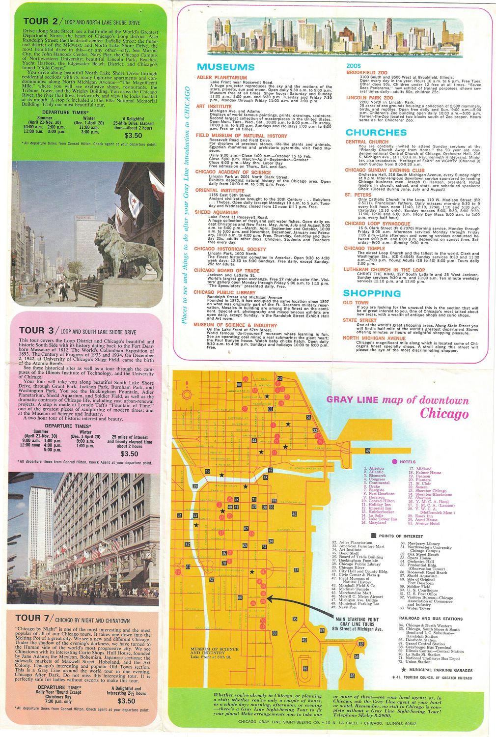 1968 Gray Line Sight Seeing Tours of Chicago, Il Brochure