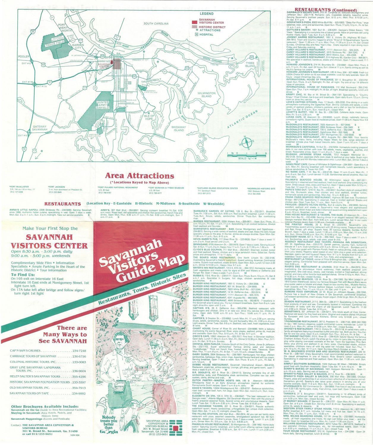1979 Tourist Map of Savannah, Ga.