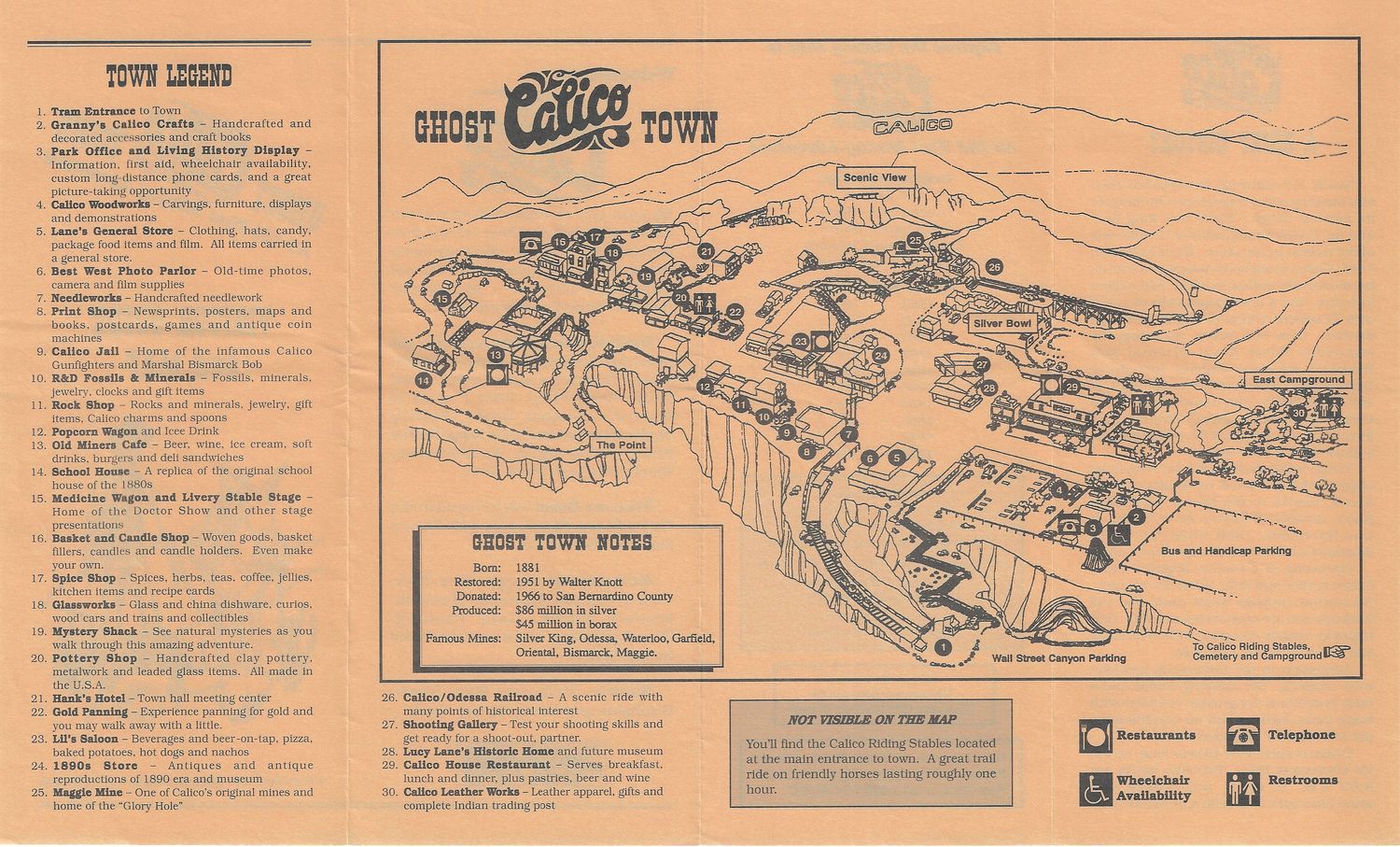 1996 Map of Calico, Ca from the chamber of commerce