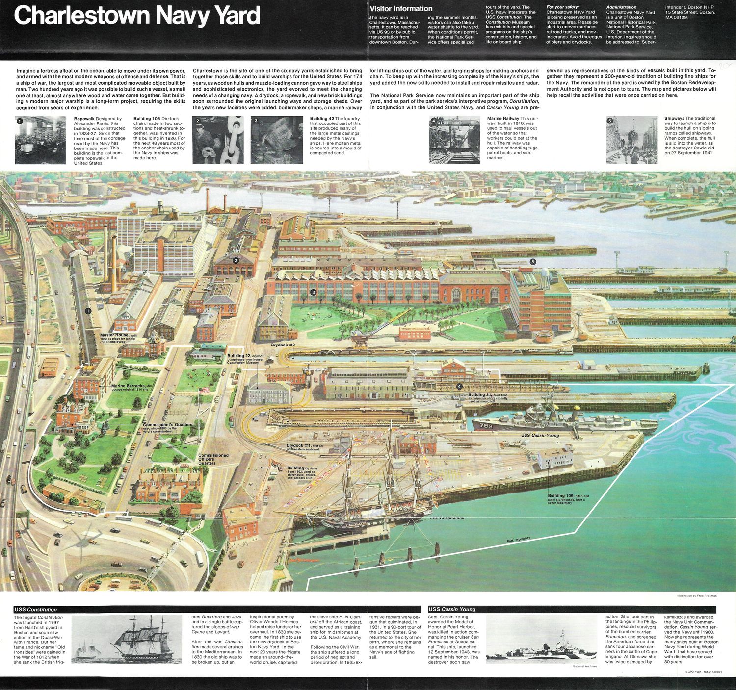 1987 View and Map of the Charleston Navy Yard from the US Park Service