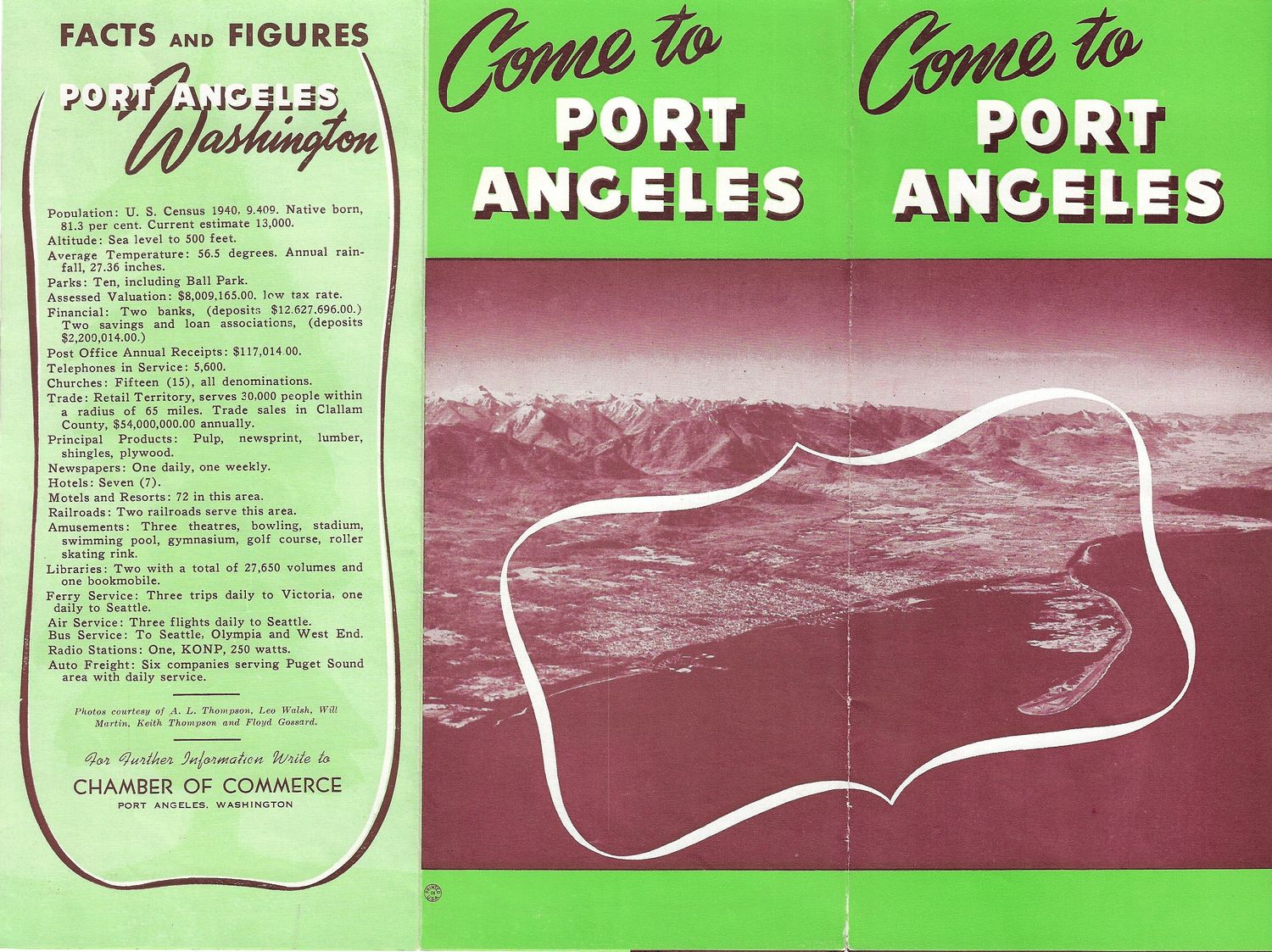 1950 Tourist Map asking you to Come to Port Angeles WA