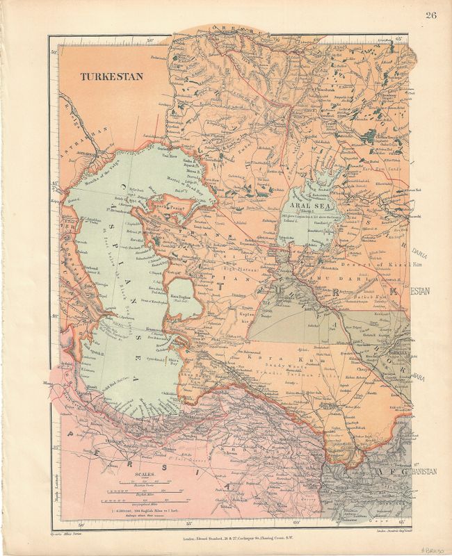 1874 Map of Turkestan by Edward Stanford