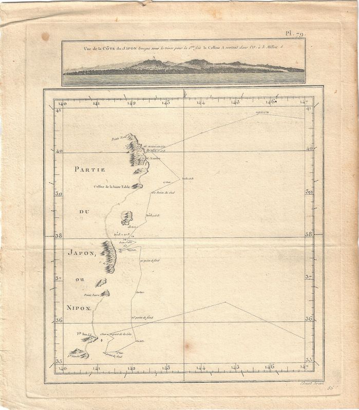 1785 Chart of  Coast of Japan -Plate 79 French Edition 